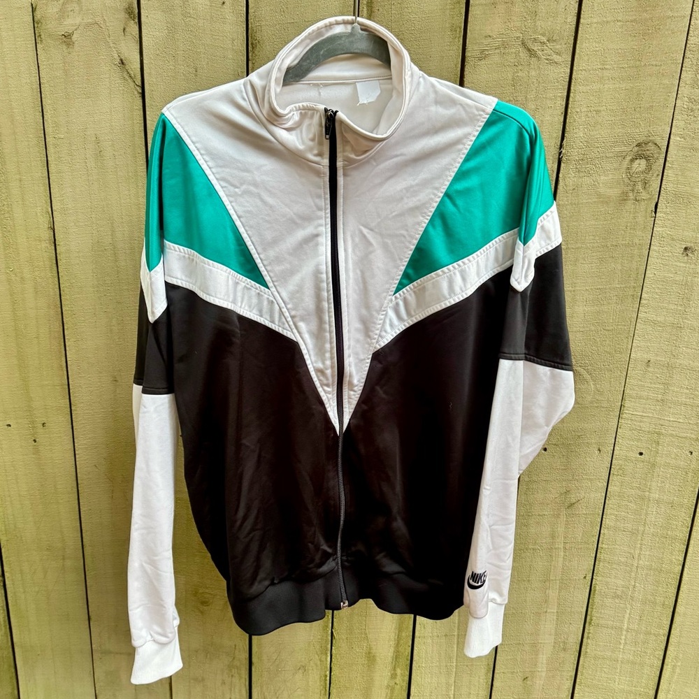 Vintage Nike Air White and Green Tracksuit Jacket